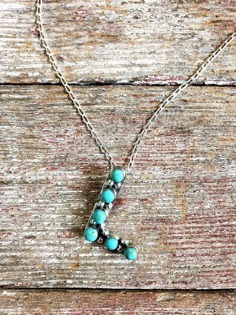 Kingman Turquoise Initial Necklaces #3581
