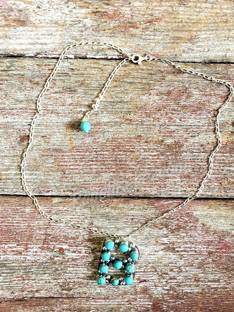 Kingman Turquoise Initial Necklaces #3581