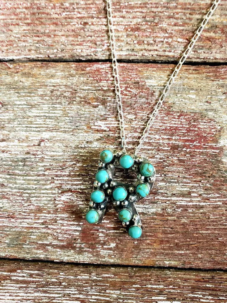 Kingman Turquoise Initial Necklaces #3581