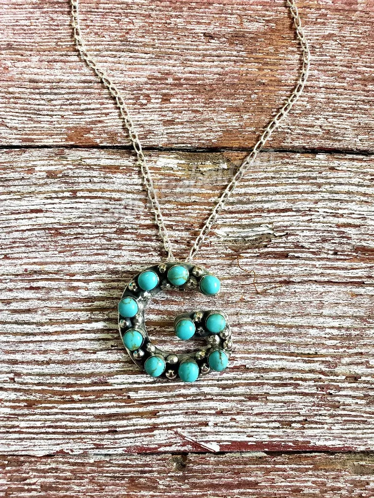 Kingman Turquoise Initial Necklaces #3581
