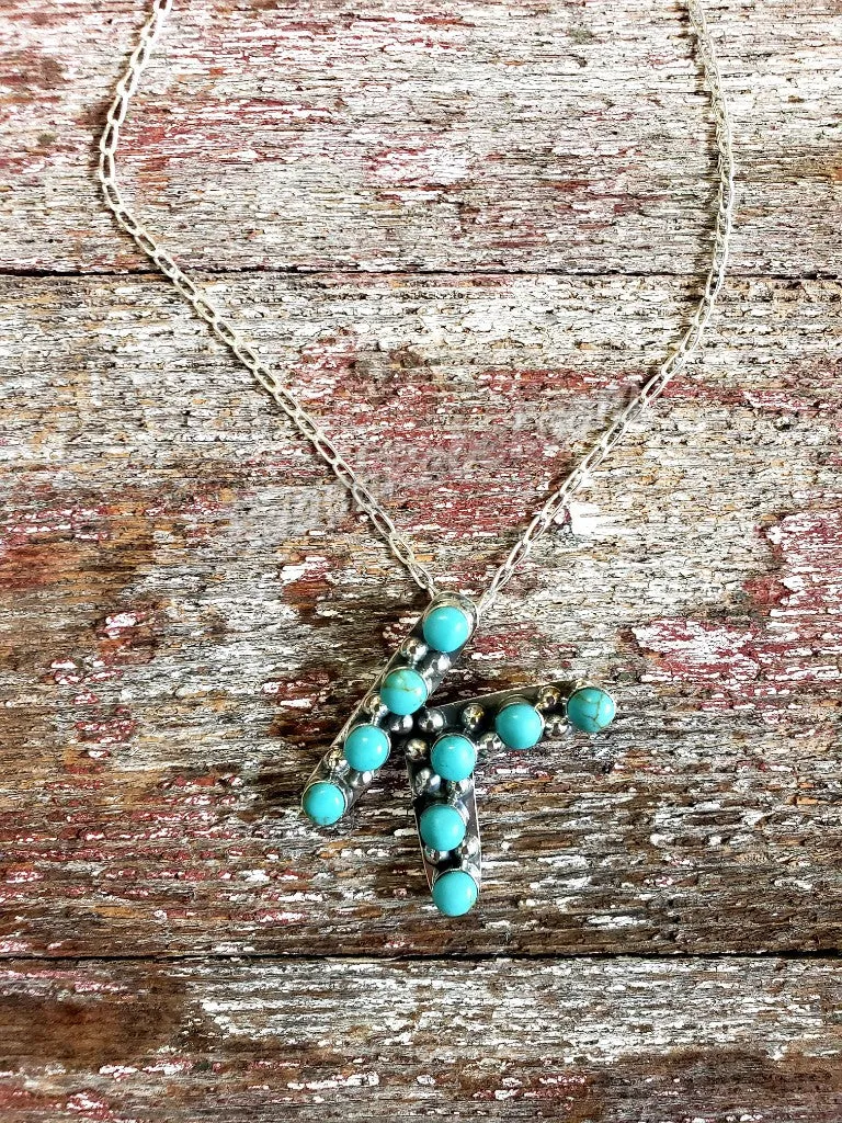 Kingman Turquoise Initial Necklaces #3581