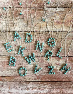 Kingman Turquoise Initial Necklaces #3581
