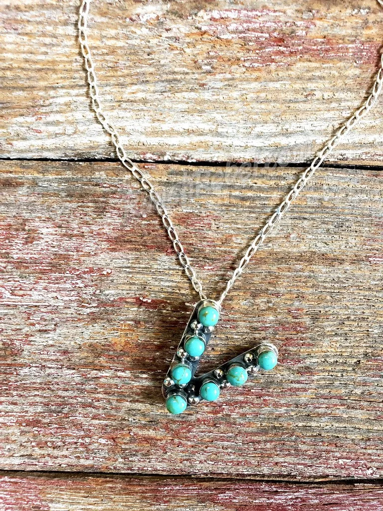 Kingman Turquoise Initial Necklaces #3581