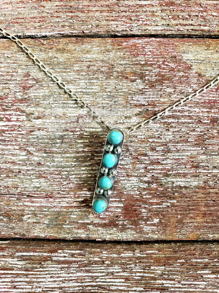 Kingman Turquoise Initial Necklaces #3581