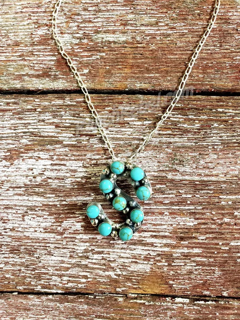 Kingman Turquoise Initial Necklaces #3581