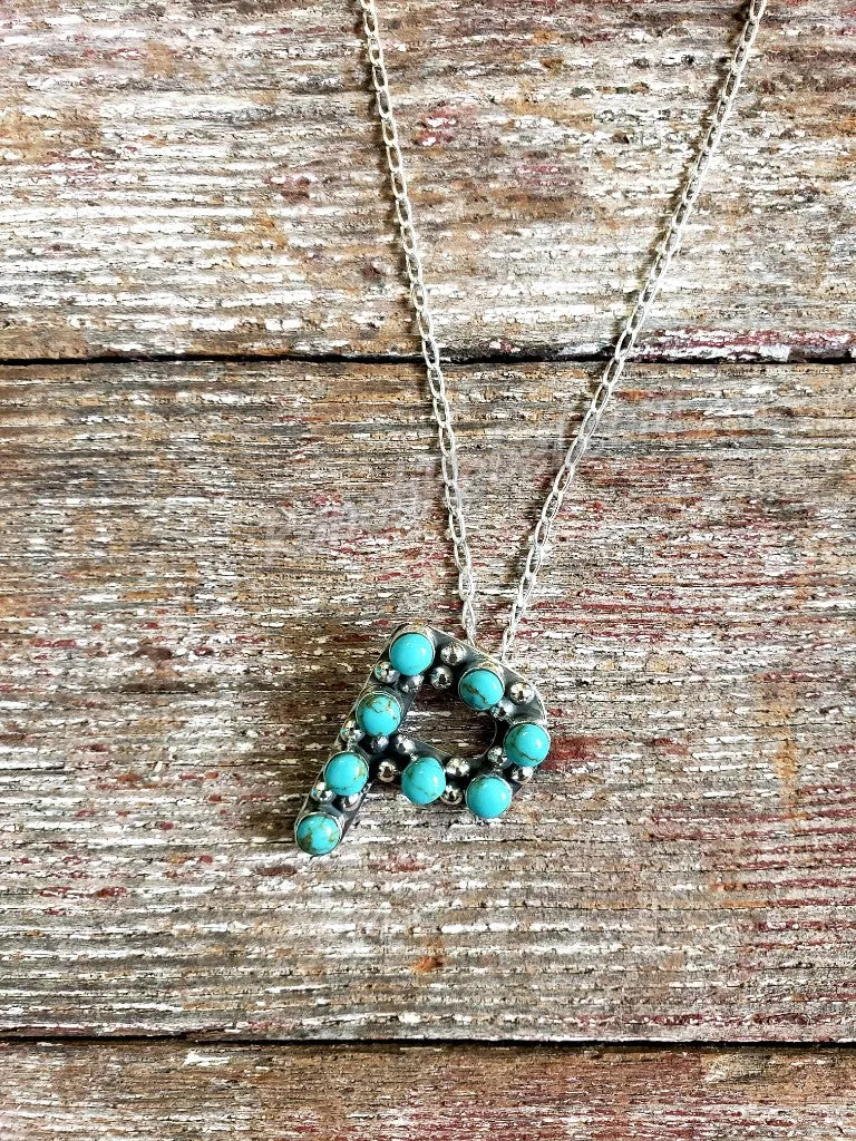 Kingman Turquoise Initial Necklaces #3581