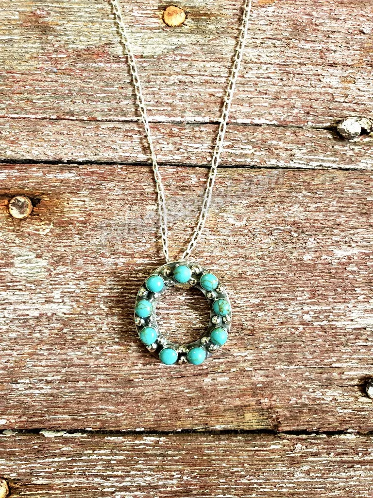 Kingman Turquoise Initial Necklaces #3581