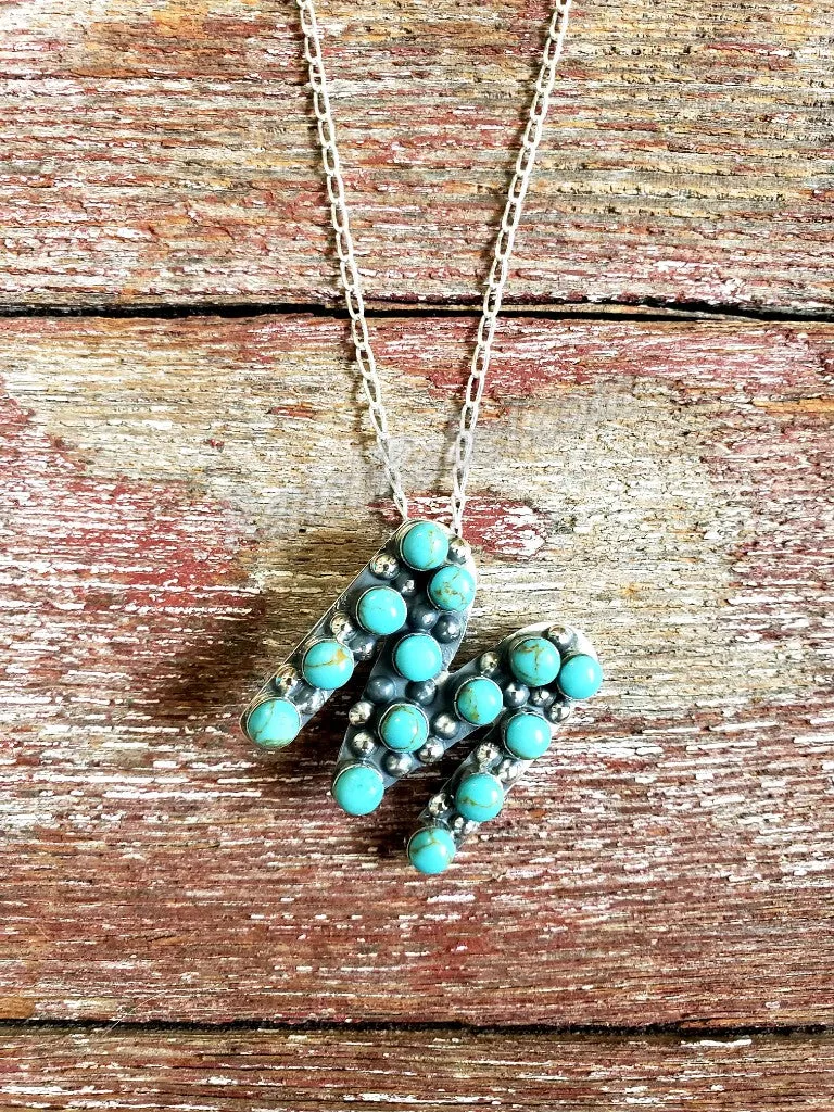 Kingman Turquoise Initial Necklaces #3581