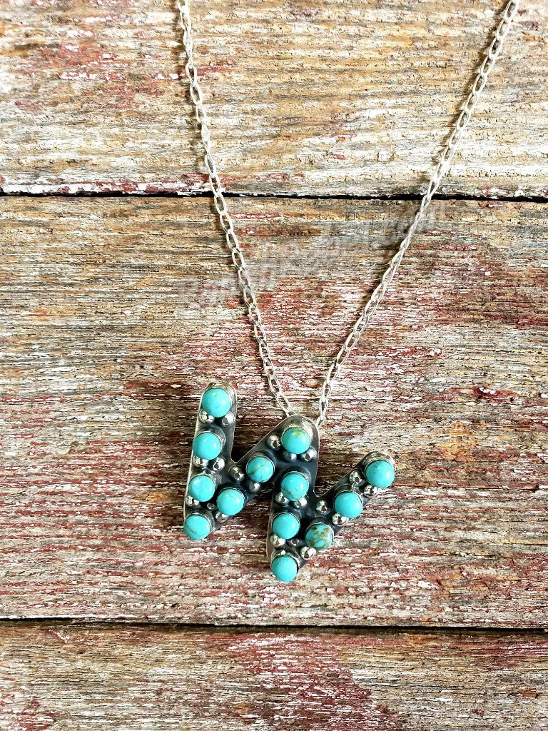 Kingman Turquoise Initial Necklaces #3581