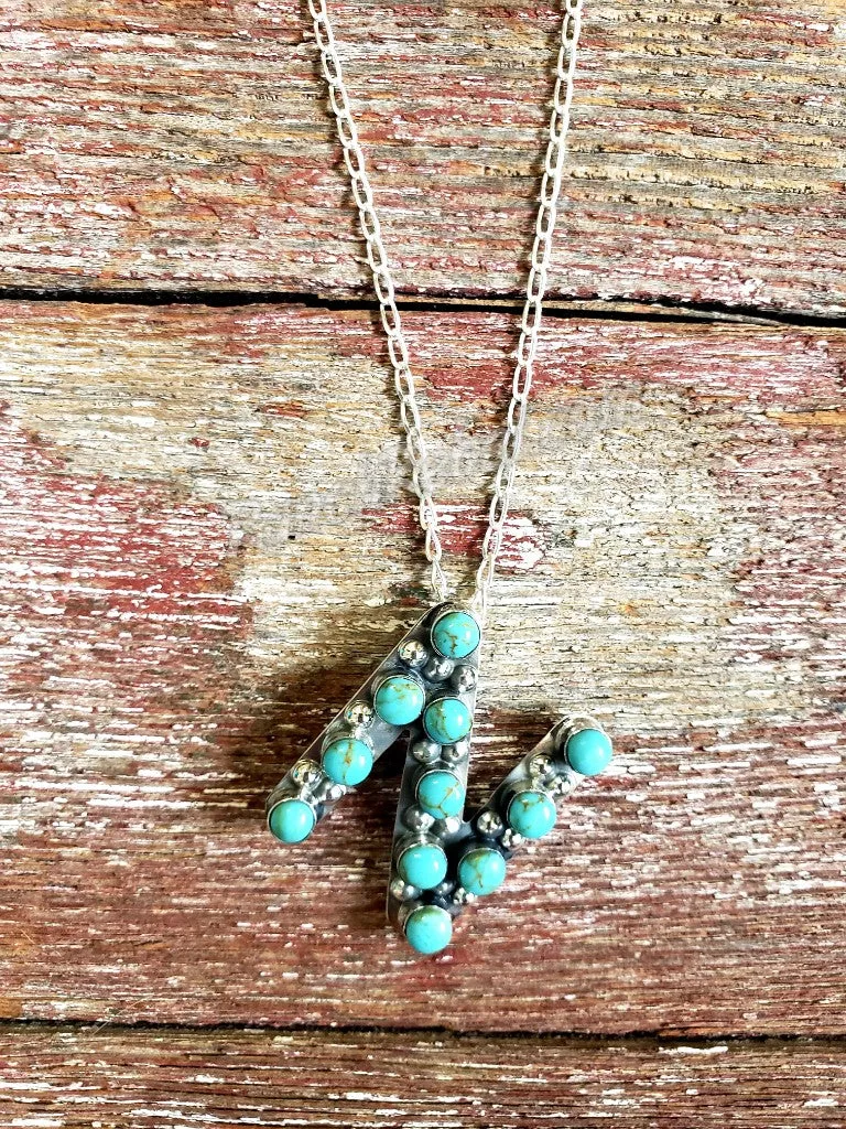 Kingman Turquoise Initial Necklaces #3581