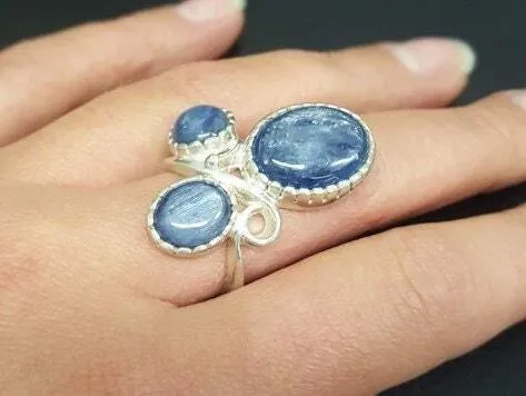 Kyanite Ring - Blue Aquamarine Ring - Large Statement Ring