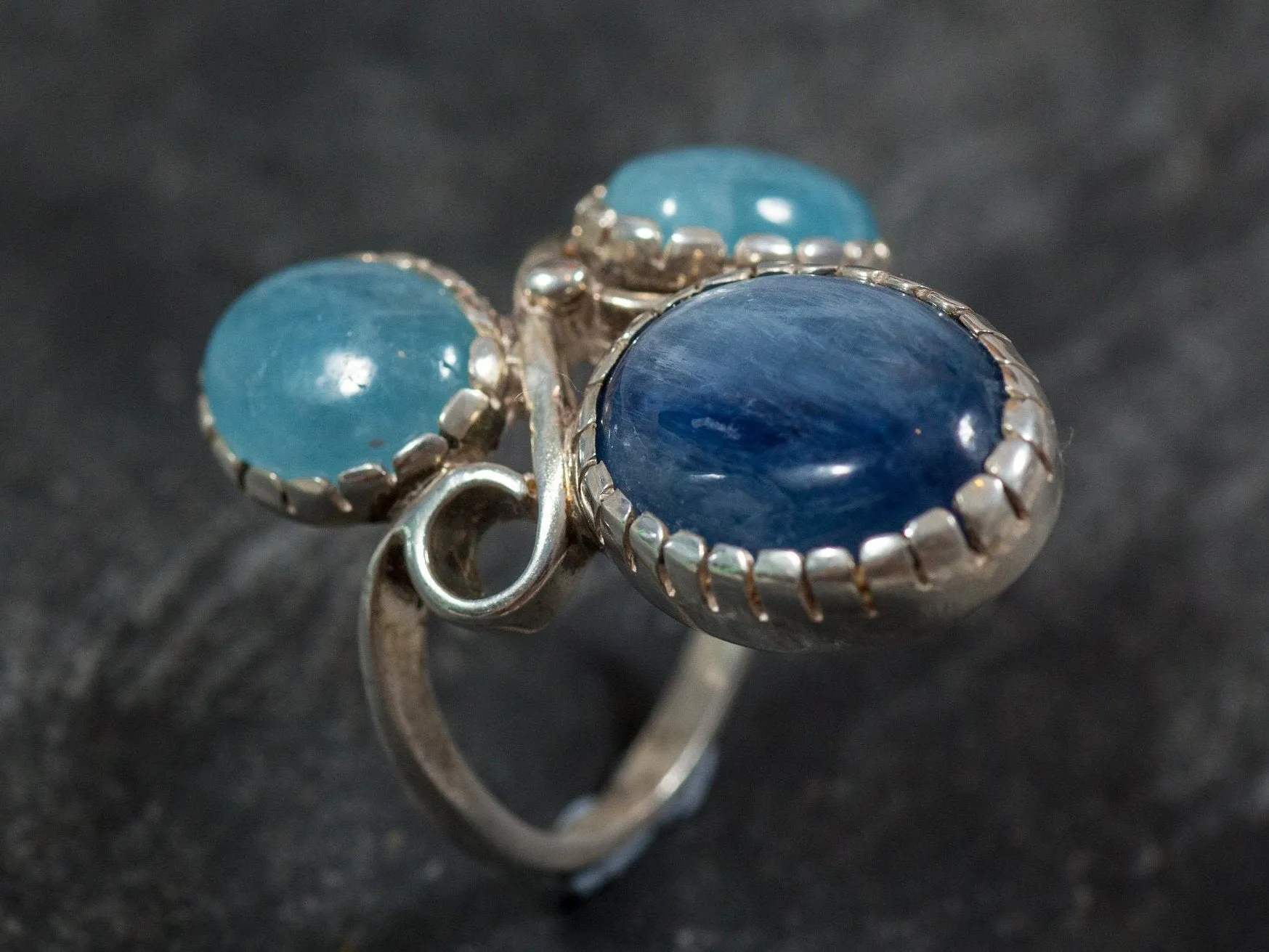 Kyanite Ring - Blue Aquamarine Ring - Large Statement Ring