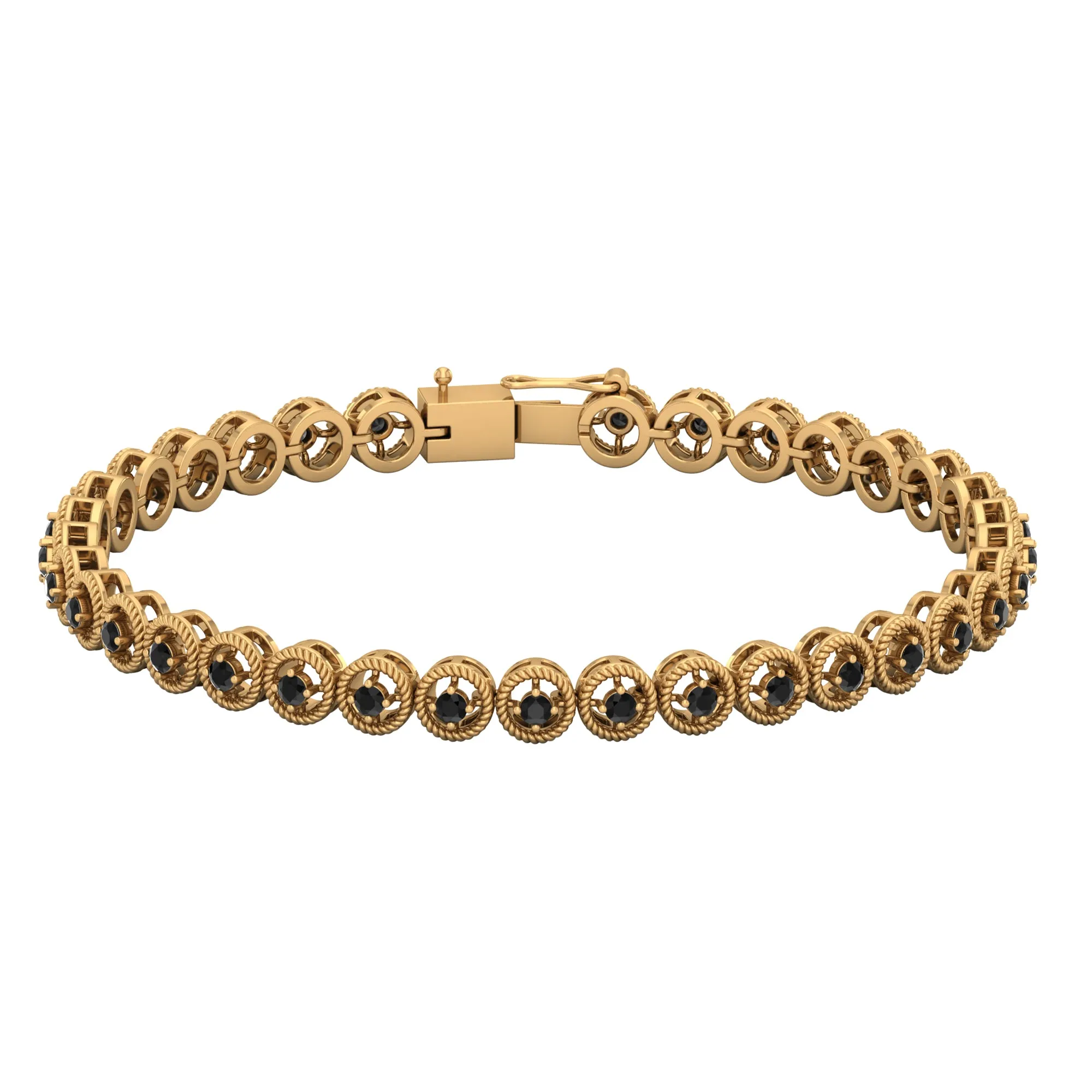 Lab Grown Black Diamond Tennis Bracelet with Rope Frame