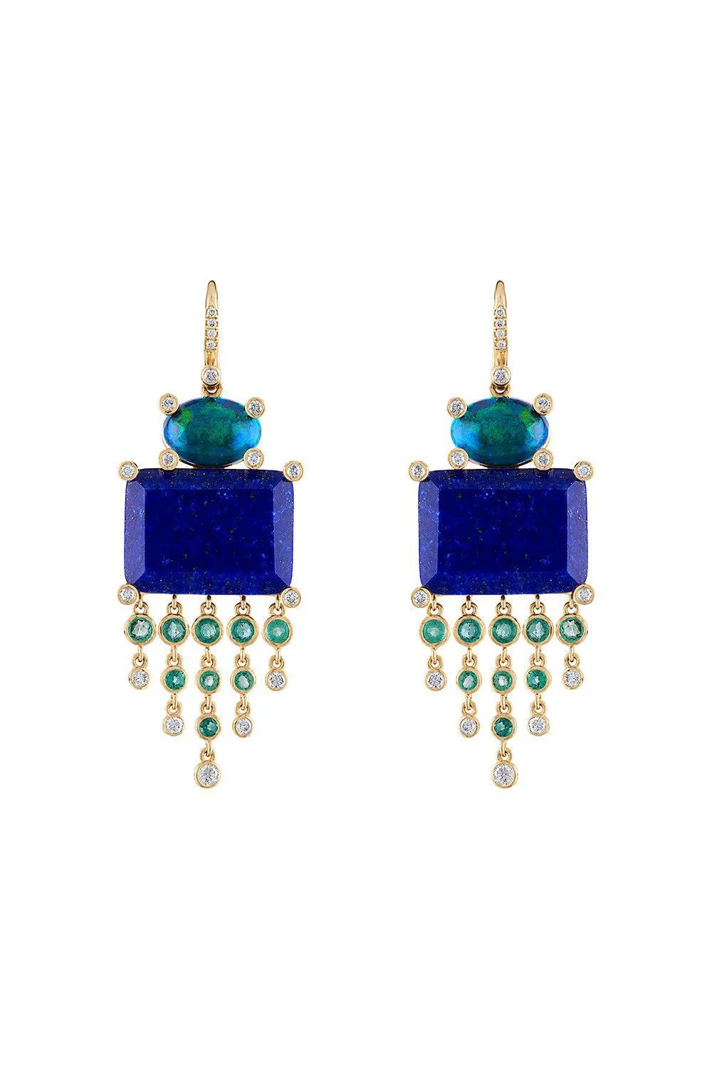 Lapis Opal Diamond Earrings