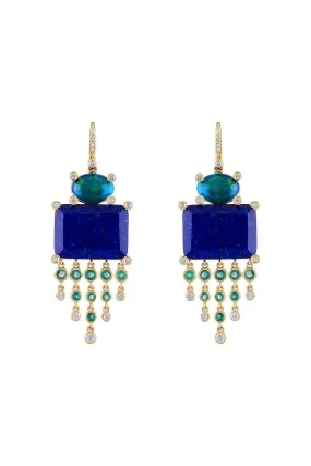Lapis Opal Diamond Earrings