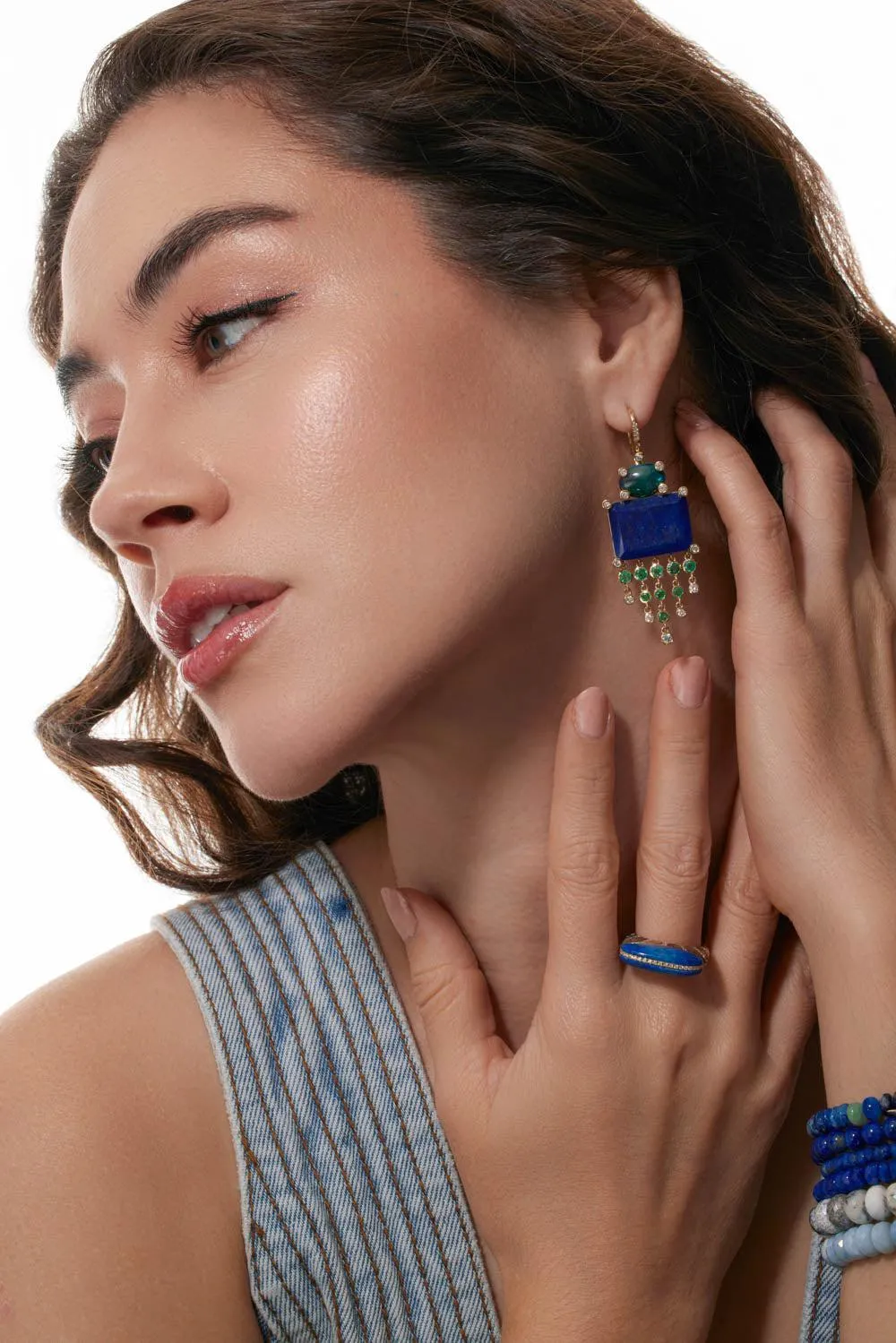 Lapis Opal Diamond Earrings