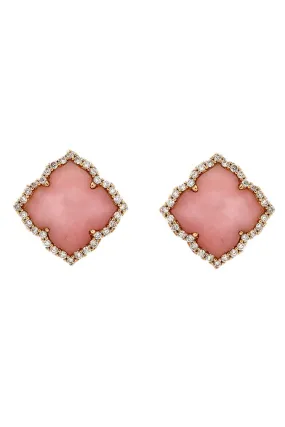 Large Carved Opal Diamond Earrings