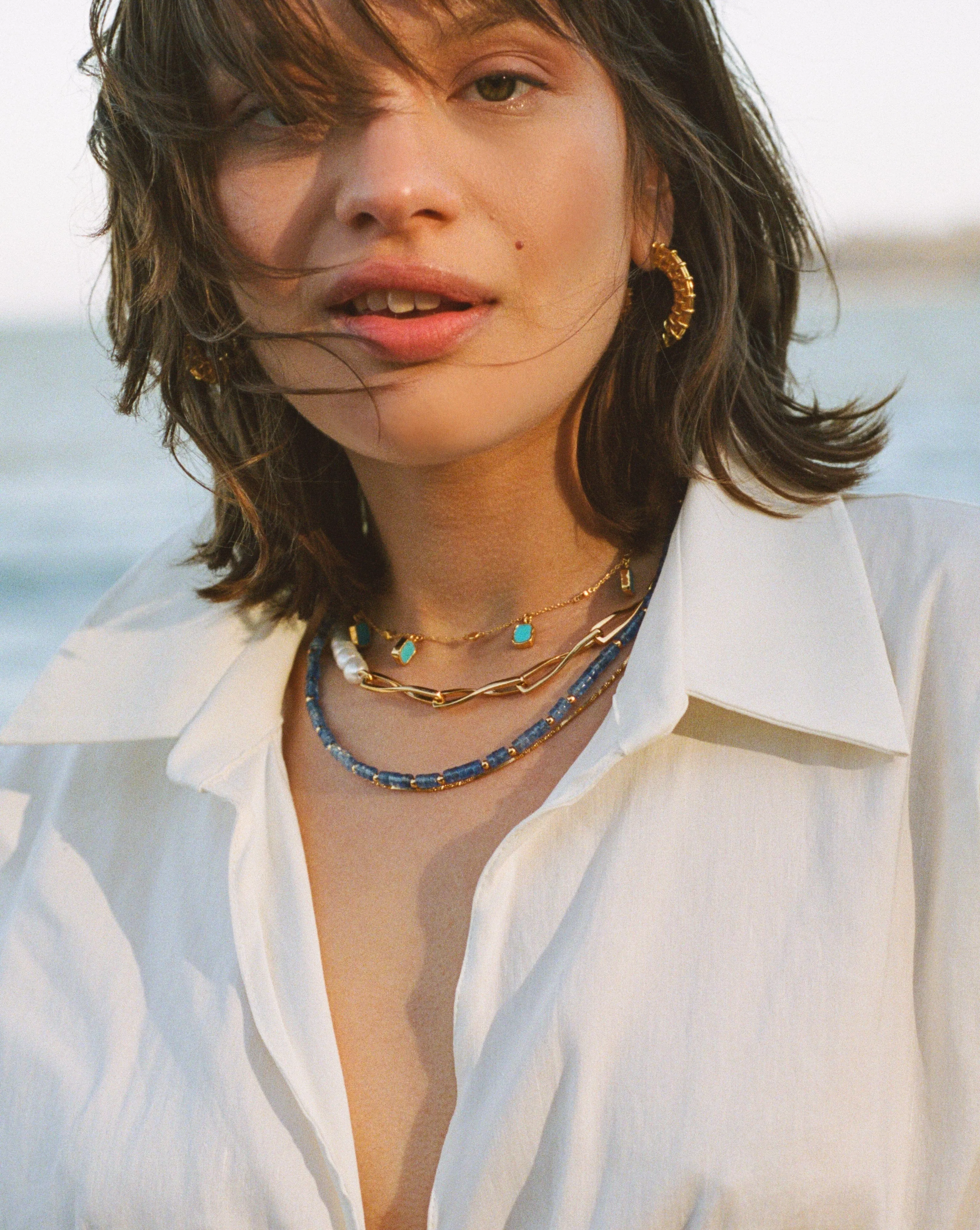 Lena Charm Choker | 18k Gold Plated/Turquoise