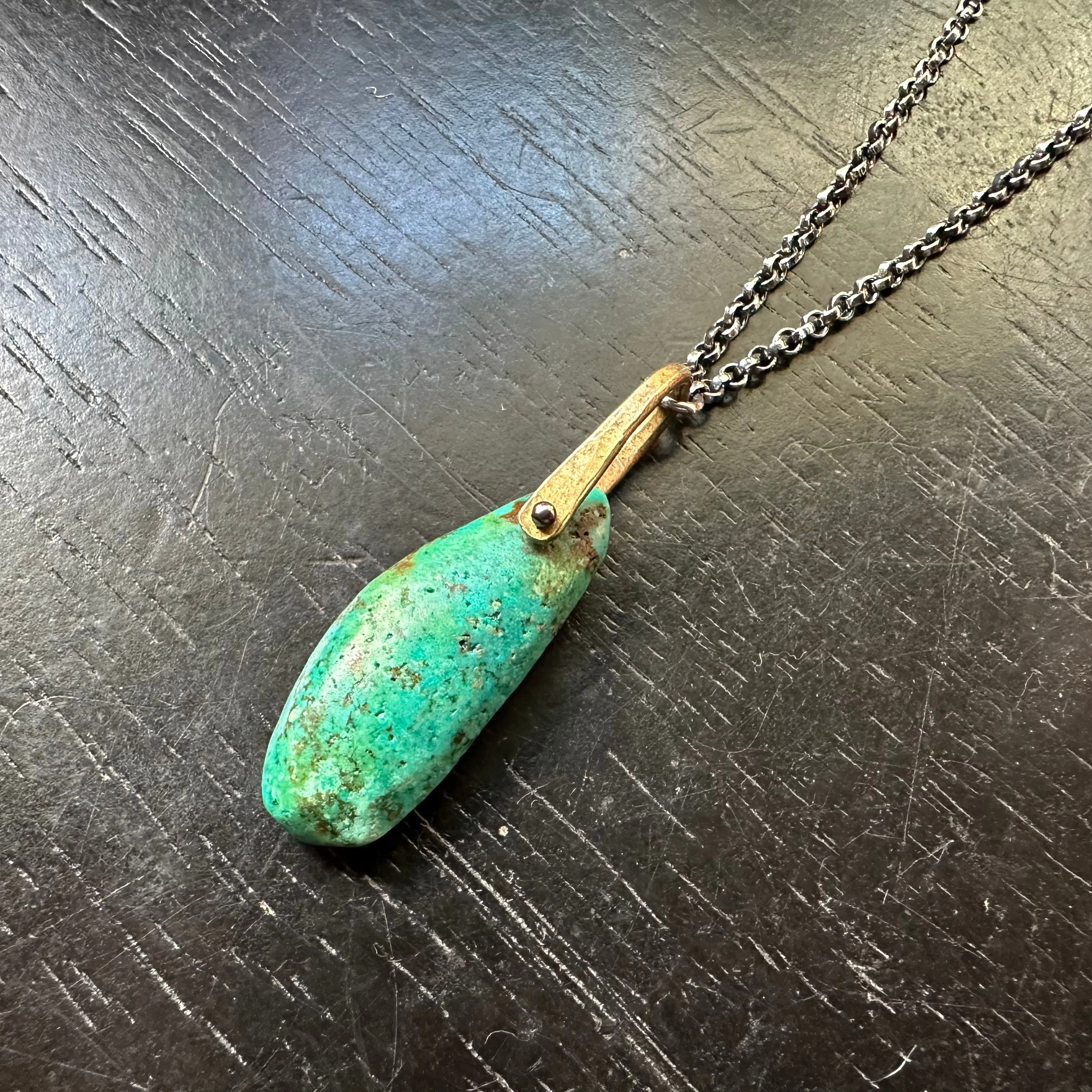 Long Turquoise Taliswoman with Brass Bail #1