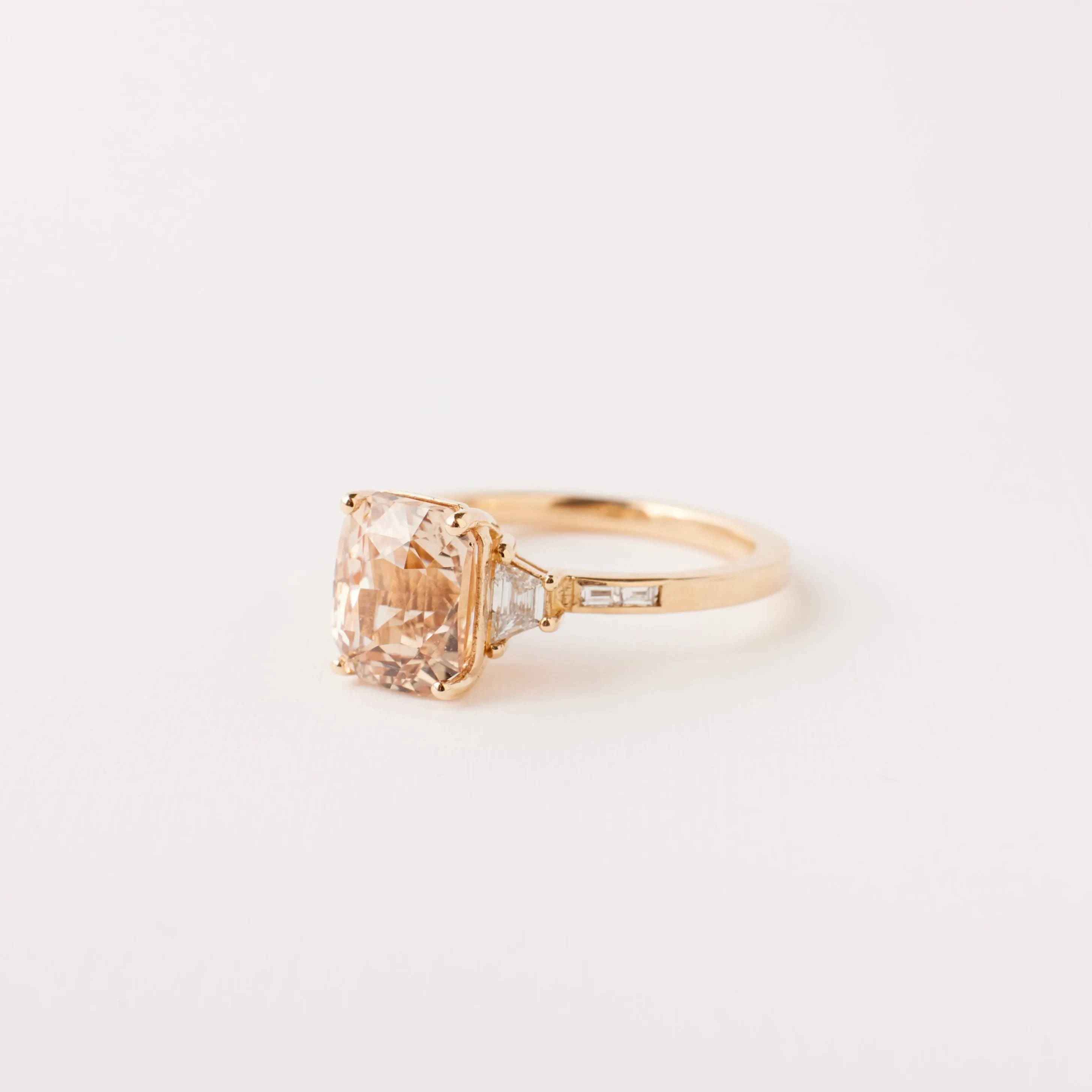 Lydian Ring - 3.05 carat Peach Radiant Sapphire