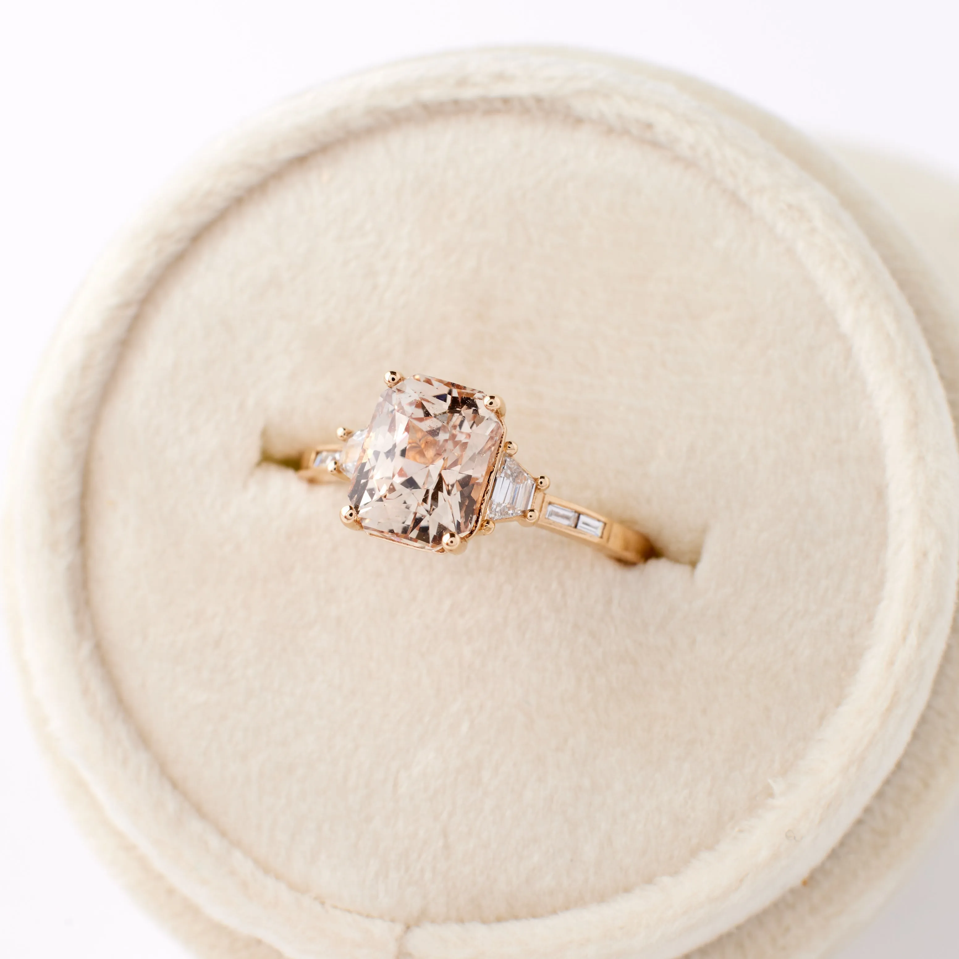 Lydian Ring - 3.05 carat Peach Radiant Sapphire