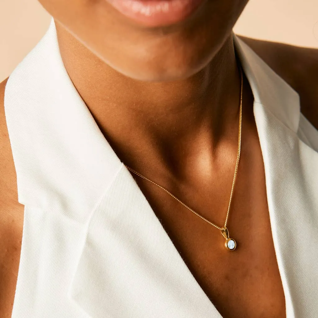 March Birthstone Charm Necklace - Aquamarine