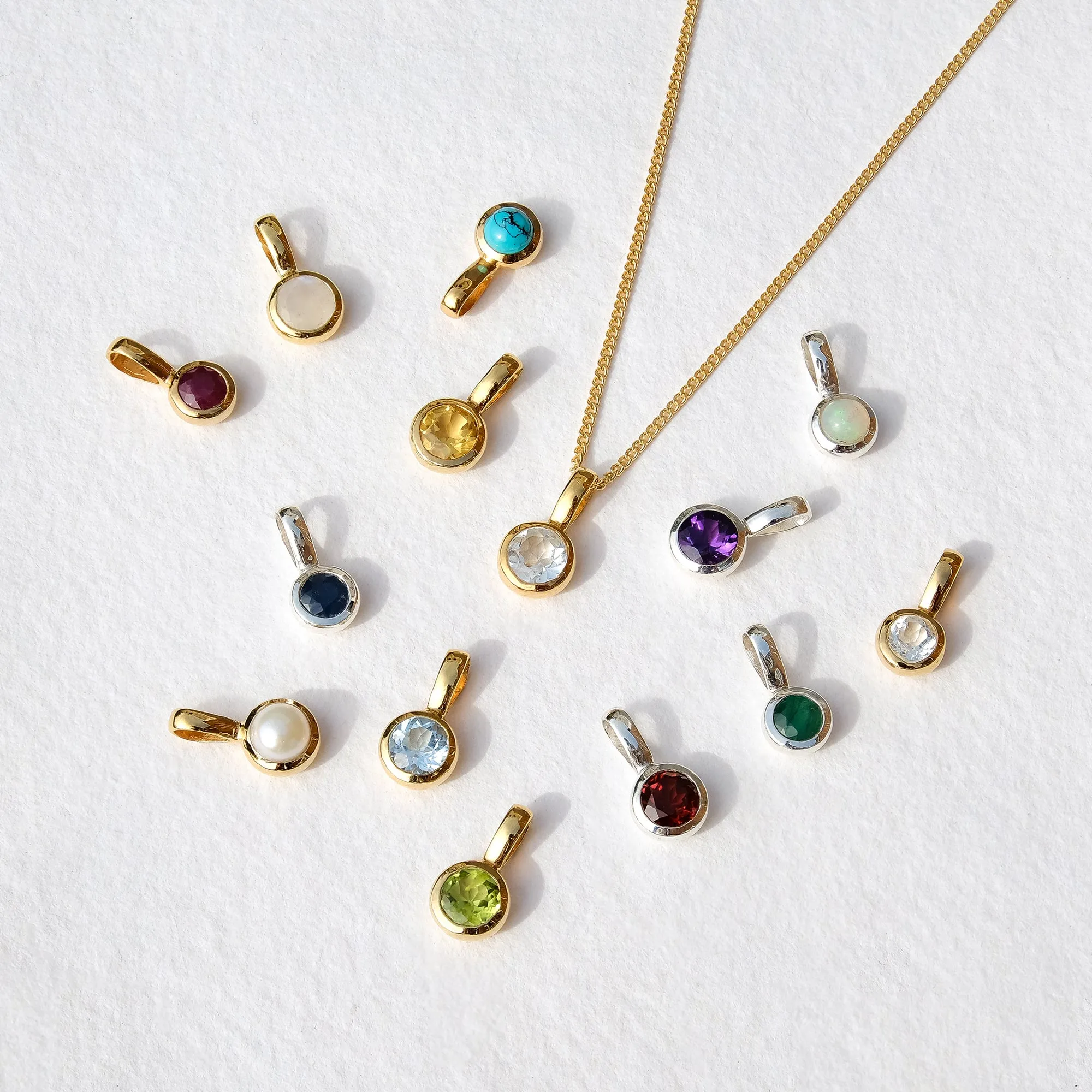 March Birthstone Charm Necklace - Aquamarine