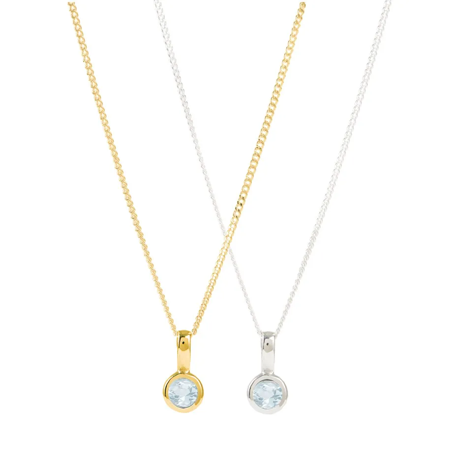March Birthstone Charm Necklace - Aquamarine