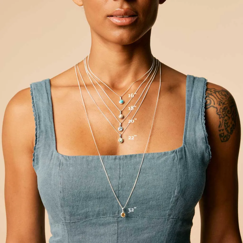March Birthstone Charm Necklace - Aquamarine