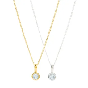 March Birthstone Charm Necklace - Aquamarine