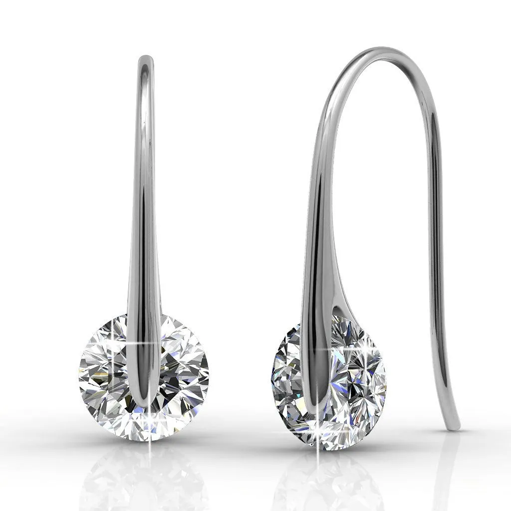 McKayla 18k White Gold Plated Drop Earrings with Swarovski Crystals for Women
