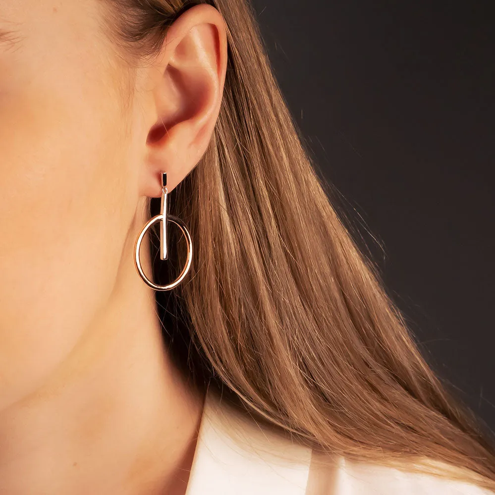 Metropolitan Circle and Line Drop Earrings