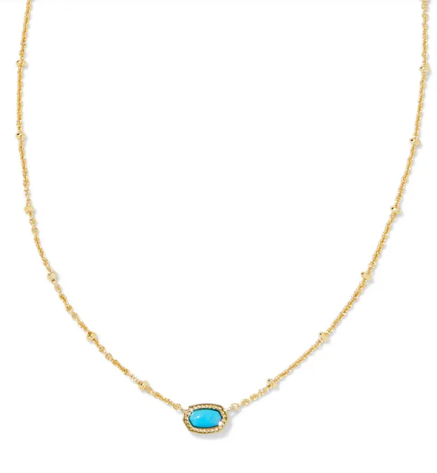 Mini Elisa Yellow Gold Plated Satellite Turquoise Magnesite Short Pendant Necklace by Kendra Scott