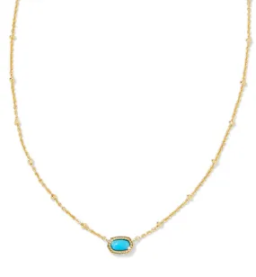 Mini Elisa Yellow Gold Plated Satellite Turquoise Magnesite Short Pendant Necklace by Kendra Scott