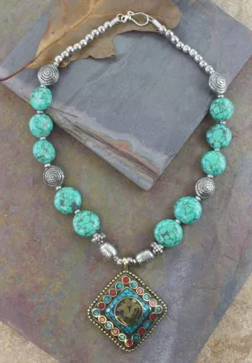 Modern Tibetan Turquoise Necklace