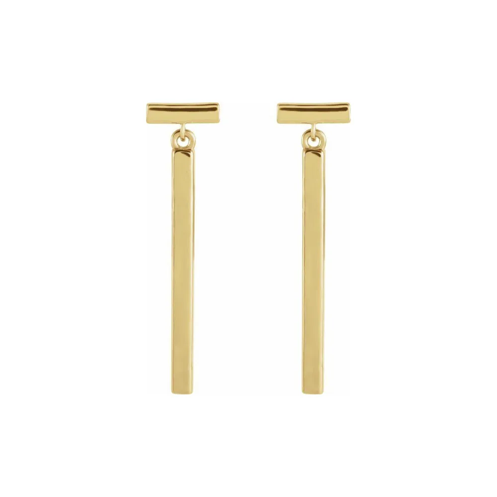 Momentum Bar Earrings in Solid Recycled Gold