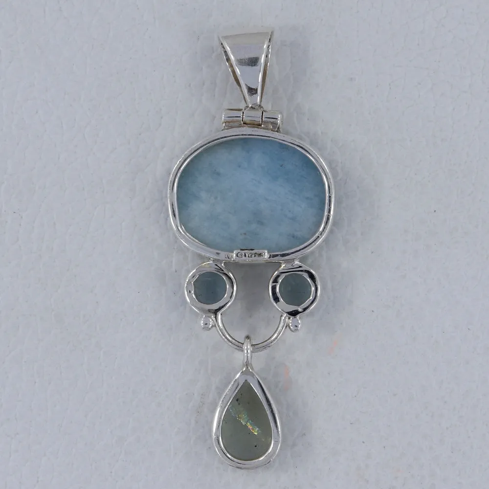 Natural Aquamarine Silver Pendant