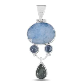 Natural Aquamarine Silver Pendant