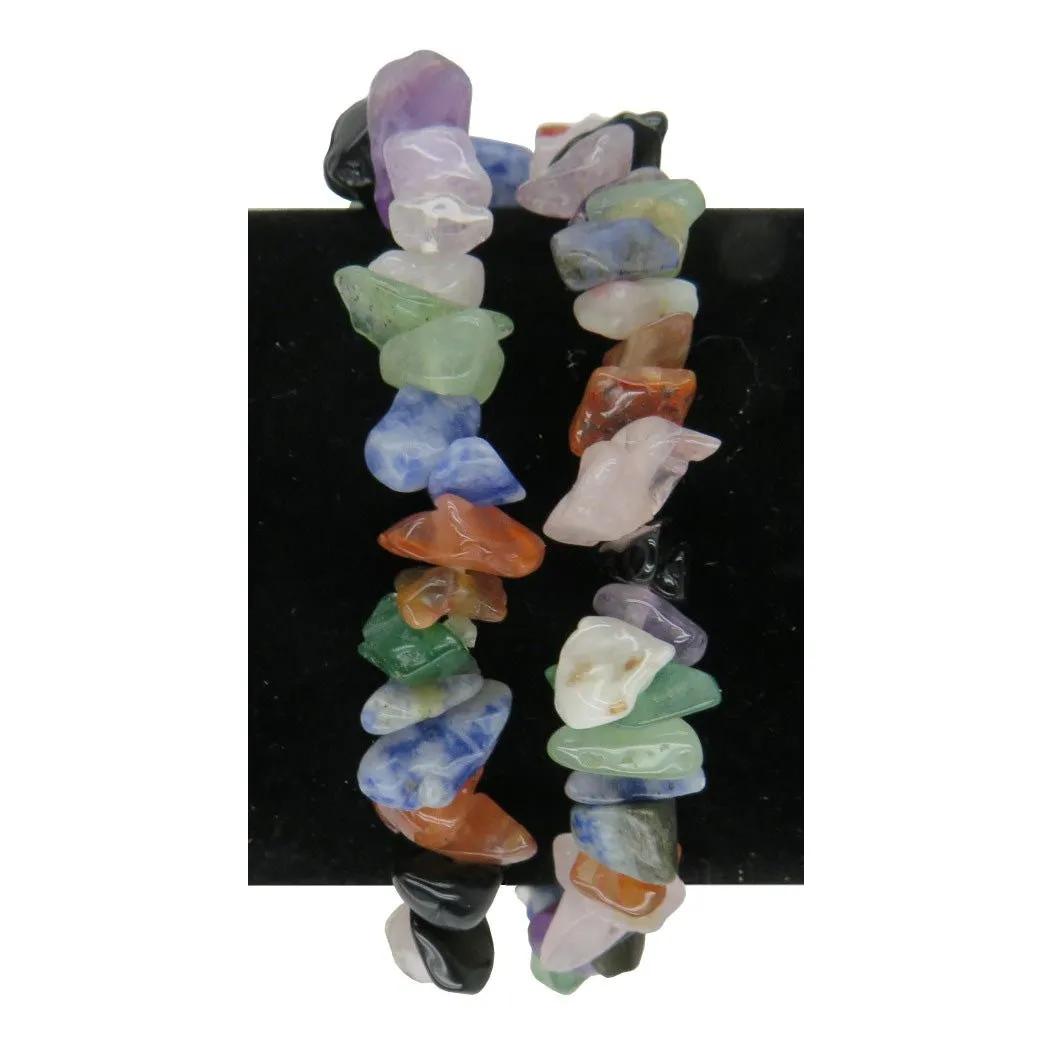 Natural Gemstone Bracelet, Multicolor, Set of 2