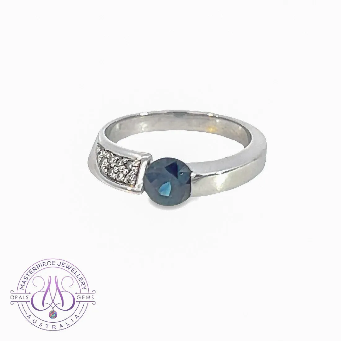 One Platinum ring 0.92ct Australian Sapphire and Diamond ring