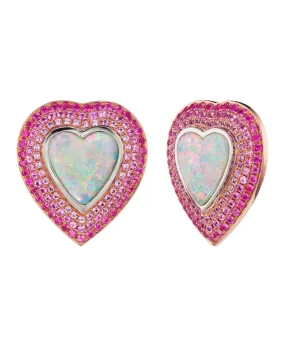 Opal Heart Earrings