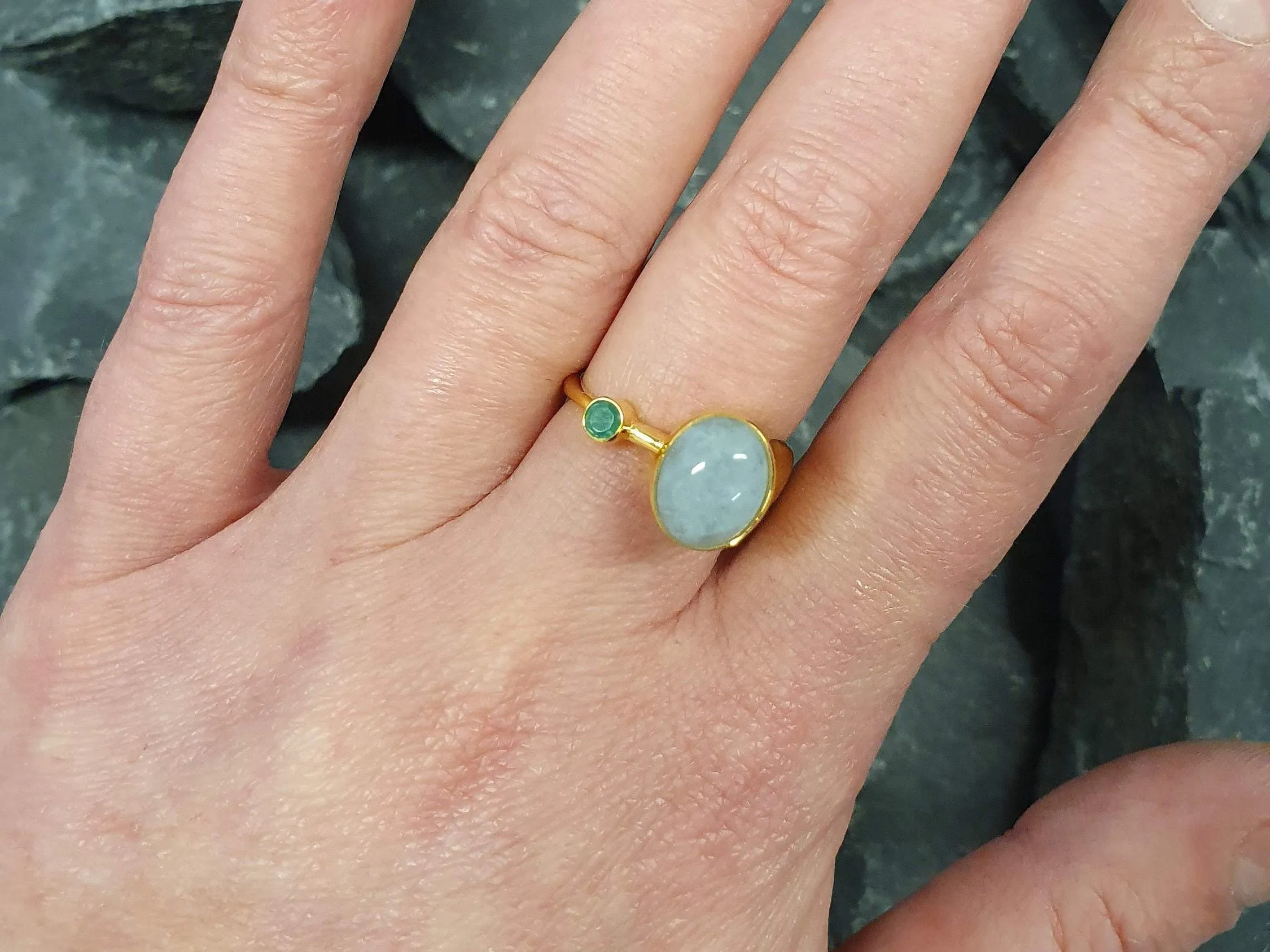 Oval Aquamarine Gold Ring, Natural Aquamarine Ring, Blue Gemstone Ring