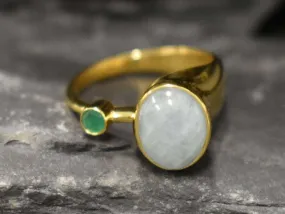 Oval Aquamarine Gold Ring, Natural Aquamarine Ring, Blue Gemstone Ring