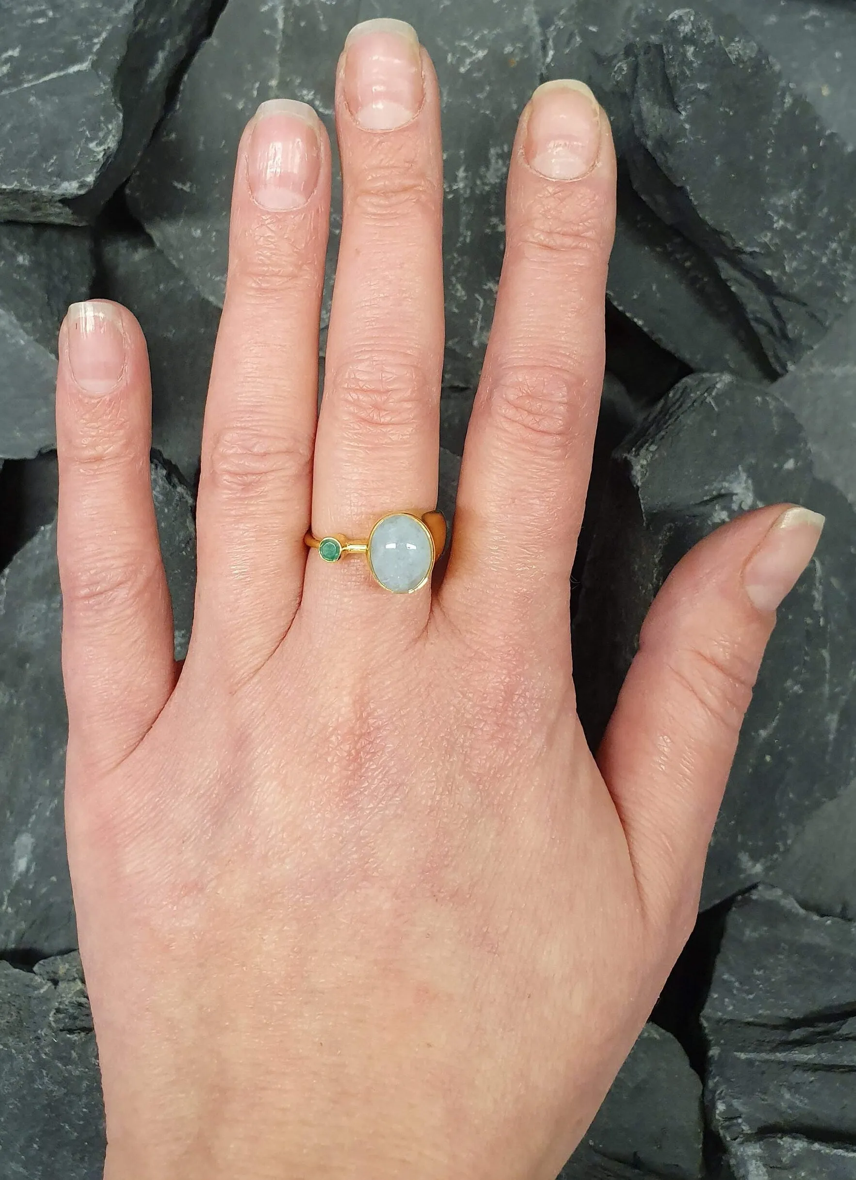 Oval Aquamarine Gold Ring, Natural Aquamarine Ring, Blue Gemstone Ring