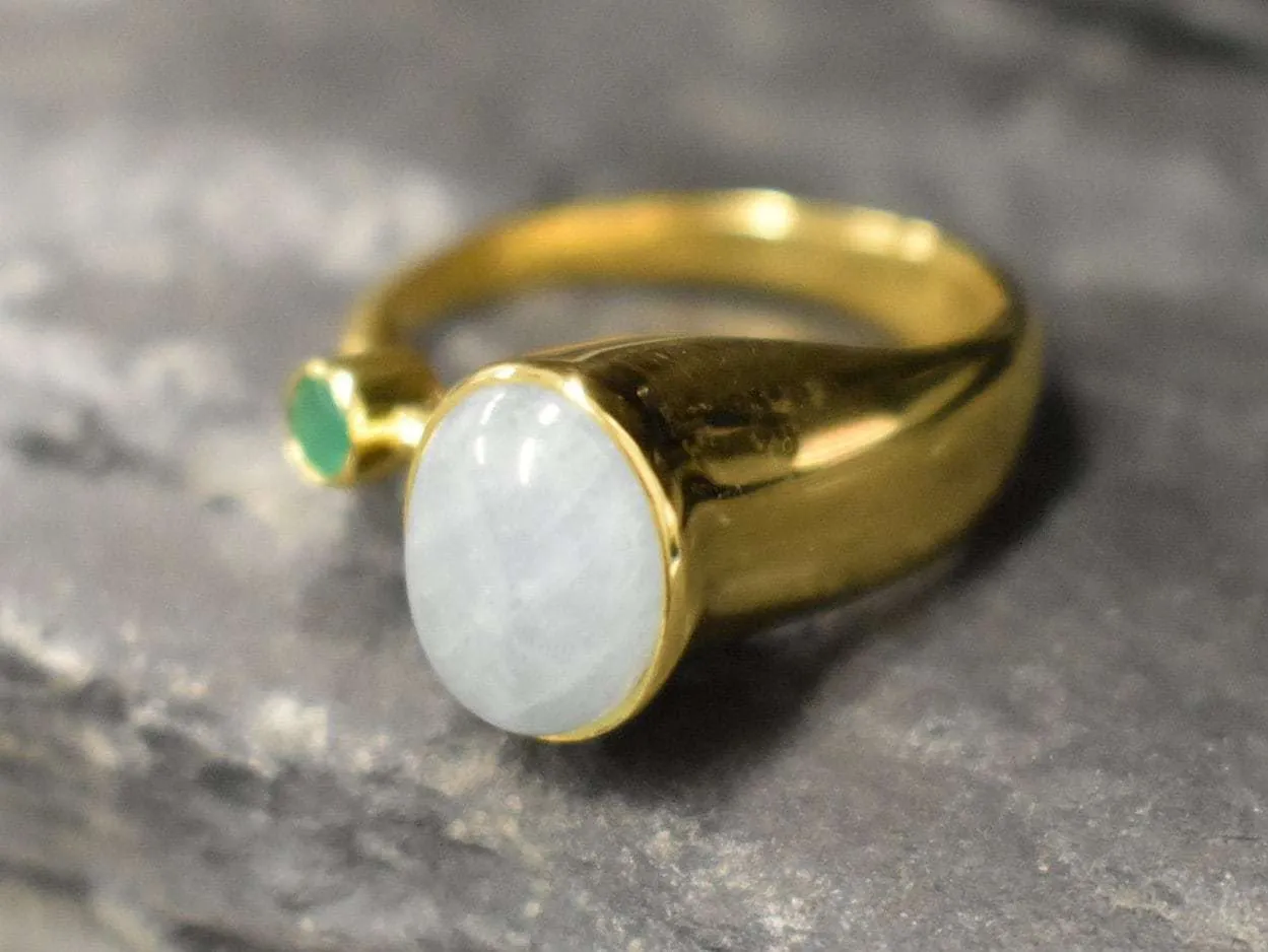 Oval Aquamarine Gold Ring, Natural Aquamarine Ring, Blue Gemstone Ring