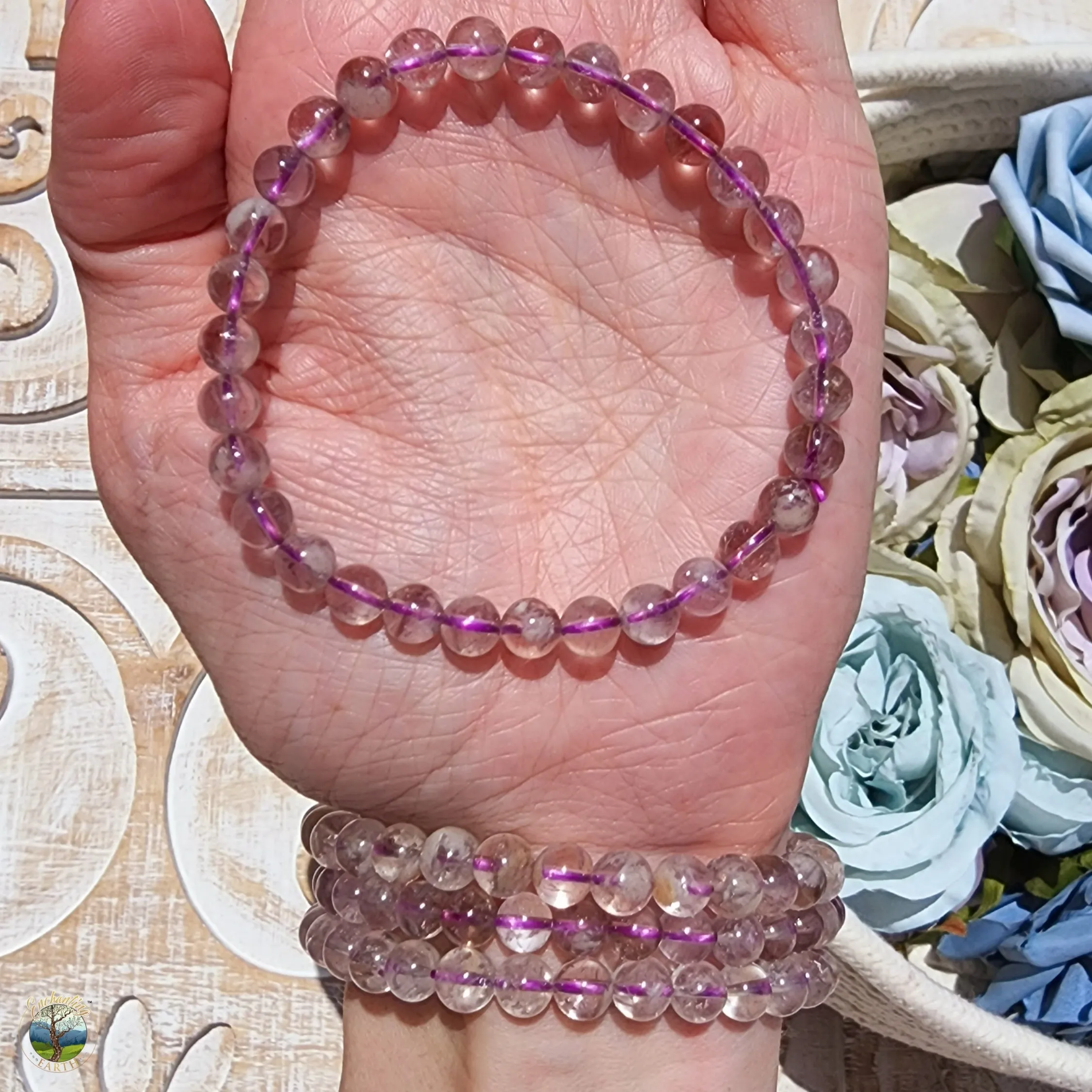 Pastel Garden Quartz Bracelet (High Quality) for Insight, Meditation & Shamanic Journey