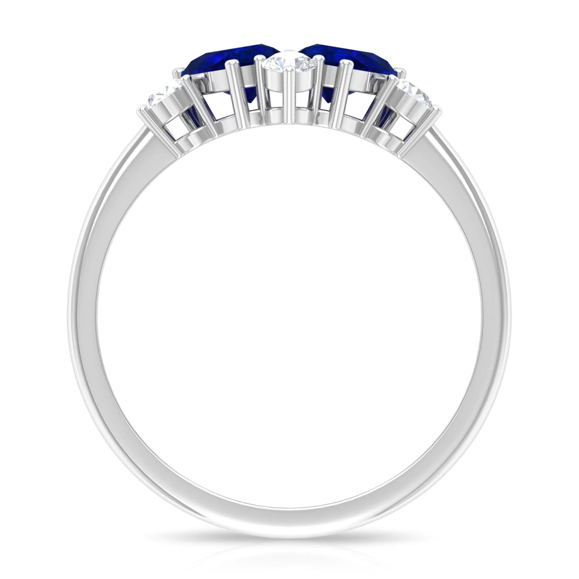 Pear Shape Blue Sapphire and Diamond Cluster Promise Ring