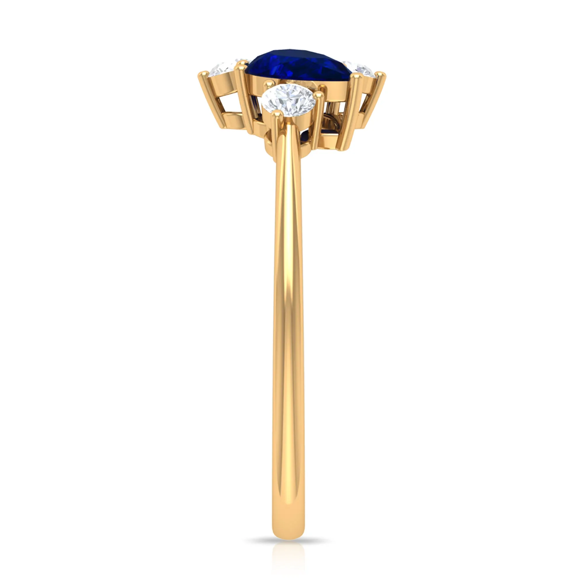 Pear Shape Blue Sapphire and Diamond Cluster Promise Ring