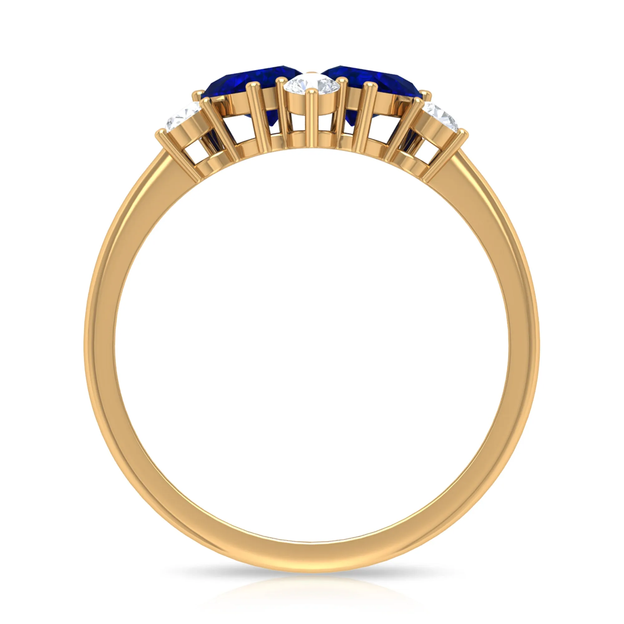 Pear Shape Blue Sapphire and Diamond Cluster Promise Ring