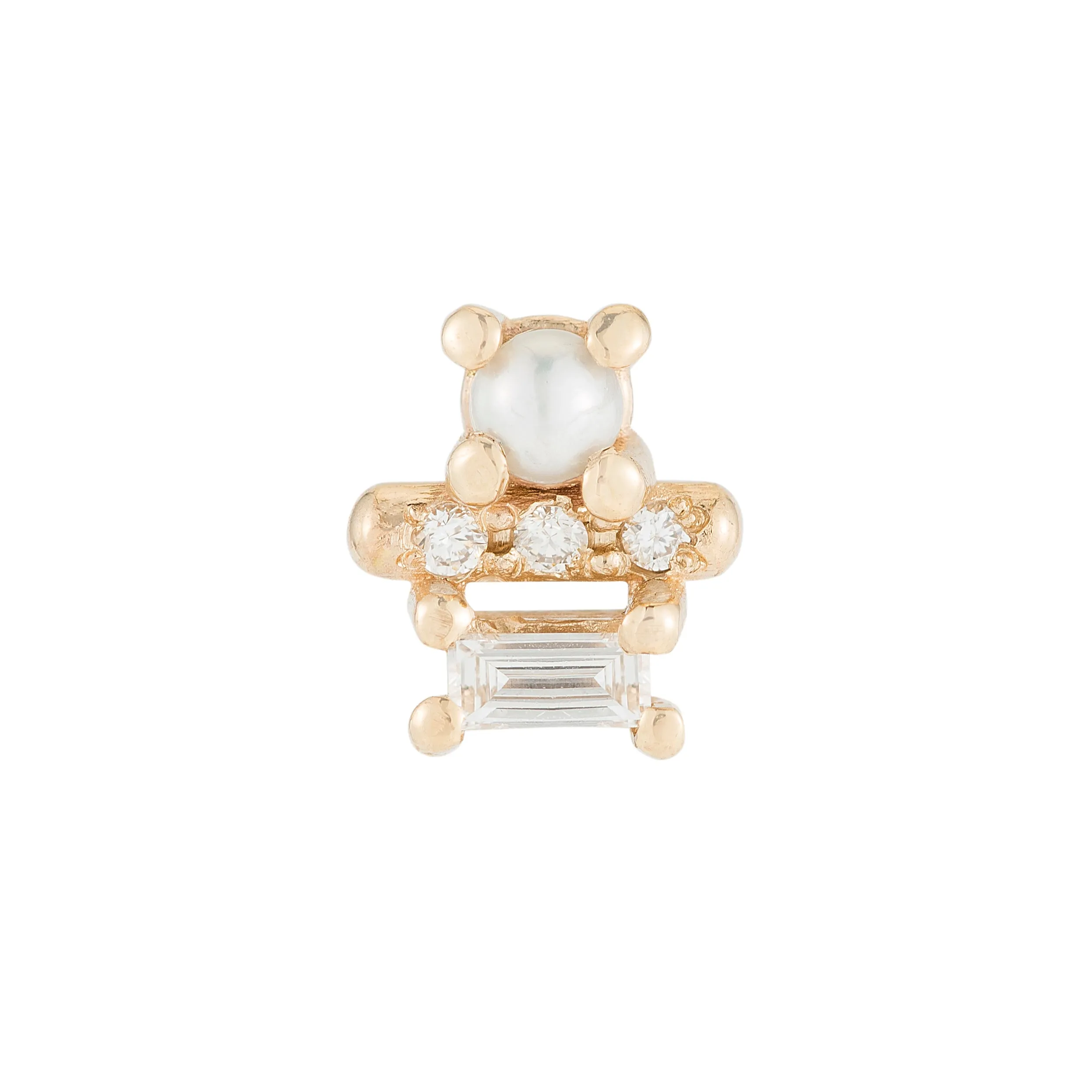 Pearl Baguette Bar Stud (Single) (ready to ship option)*
